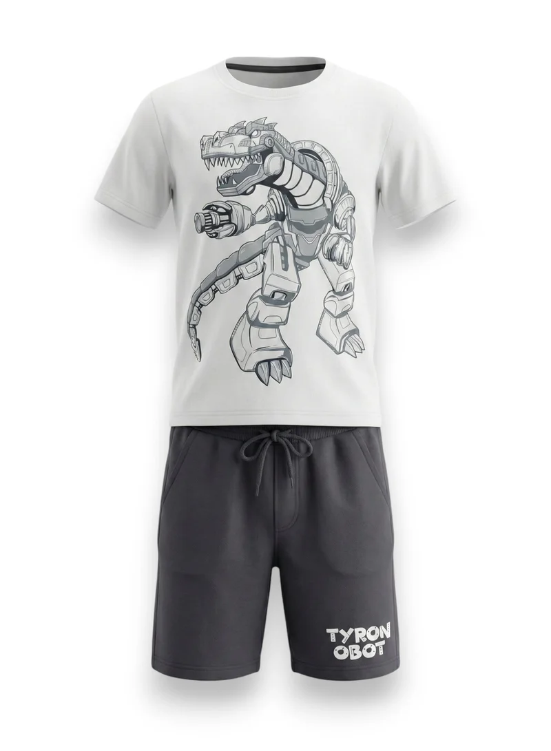 Victor And Jane  Boys Dinosaur Graphic T-Shirt & Black Shorts Set for Men | Best Price UAE